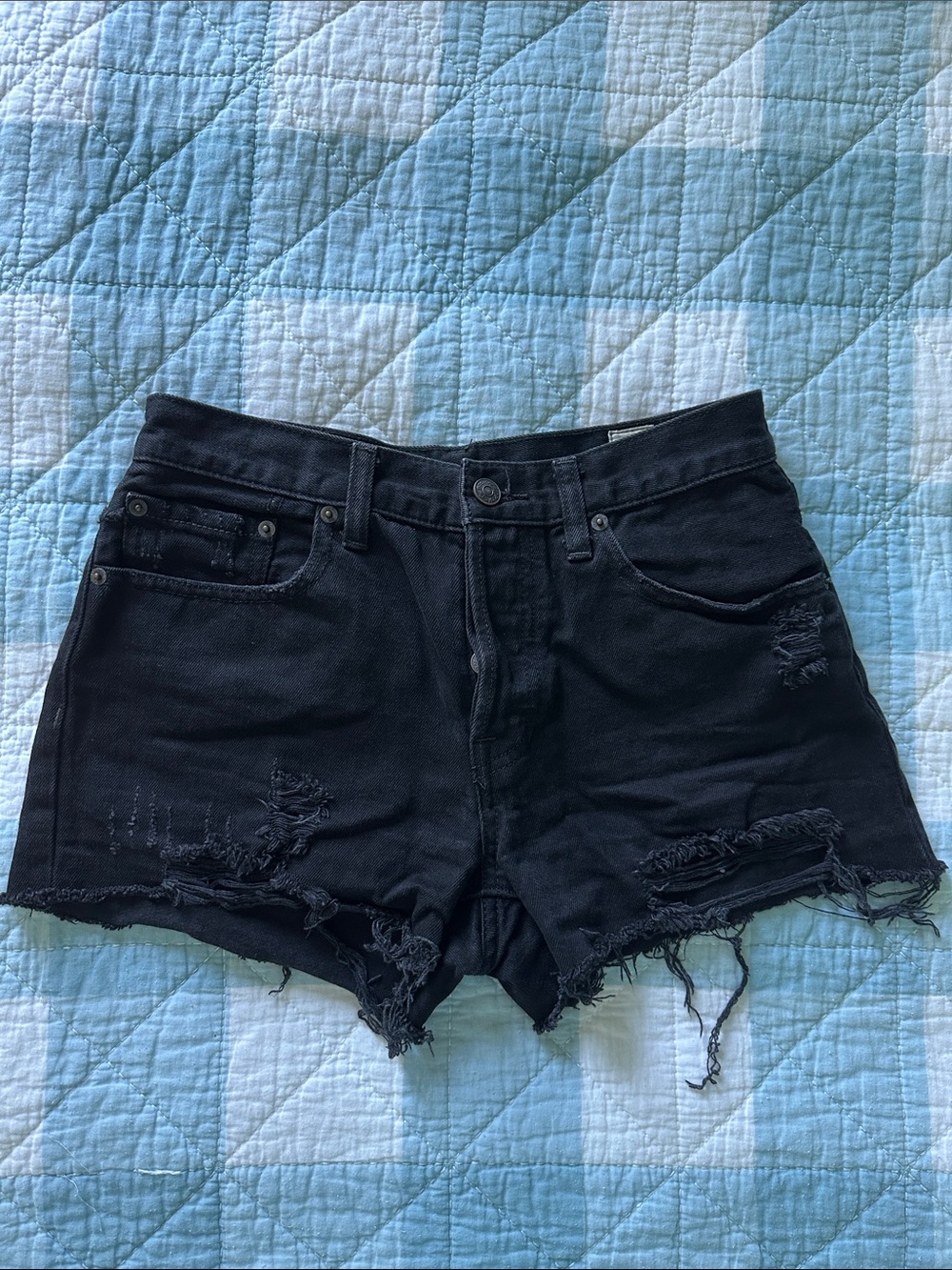 Free People Black Distressed  Denim Shorts